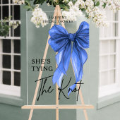 She's Tying The Knot Blue Bow Welcome Sign アクリルサイン