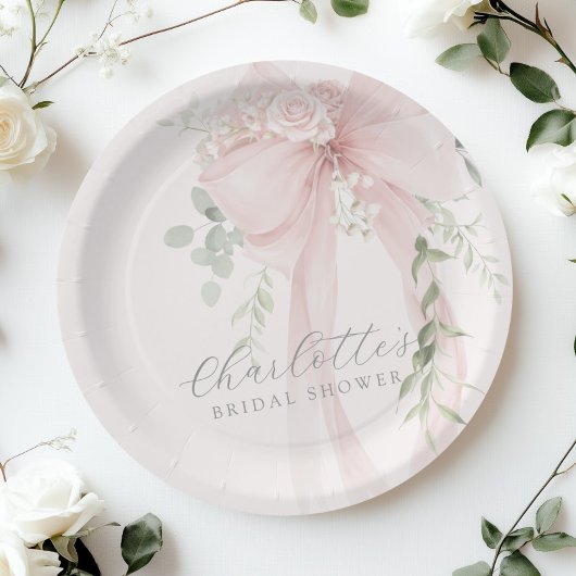 She's tying the knot Bow Bridal Shower ペーパープレート