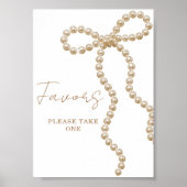 She's Tying the Knot Bow Bridal Shower Favors Sign ポスター (正面)