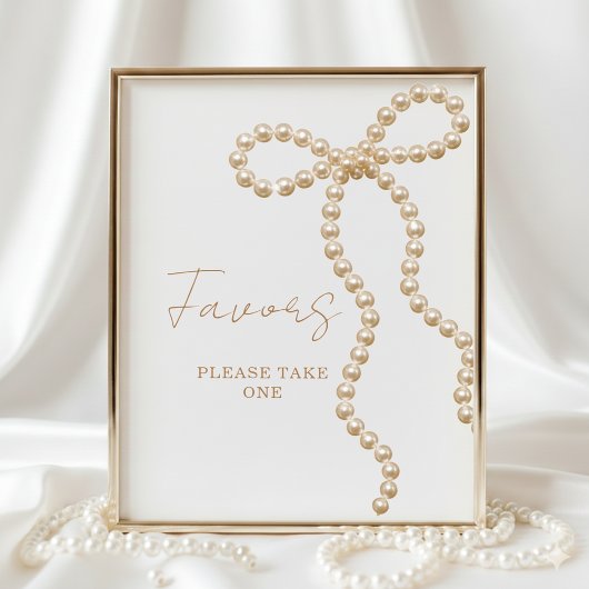 She's Tying the Knot Bow Bridal Shower Favors Sign ポスター