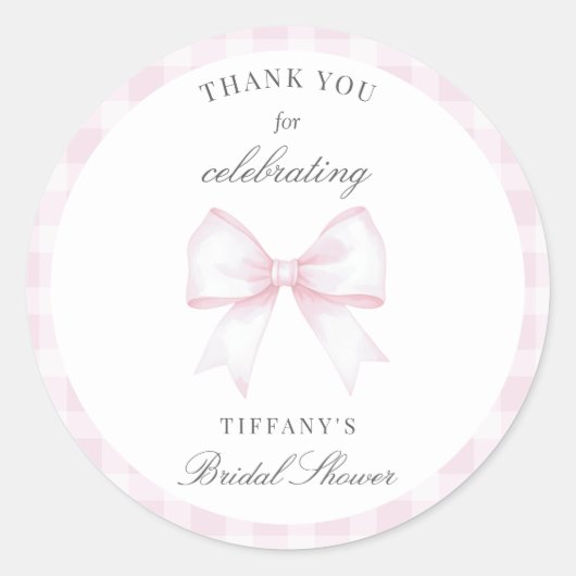 She's Tying The Knot Bow Bridal Shower Thank You ラウンドシール (正面)