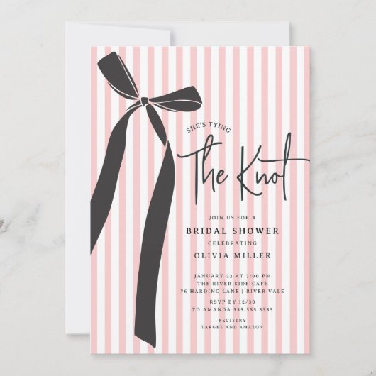 She's Tying The Knot Bridal Shower 招待状 (正面)