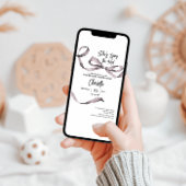 She's Tying the Knot Bridal Shower Grey Pink 招待状