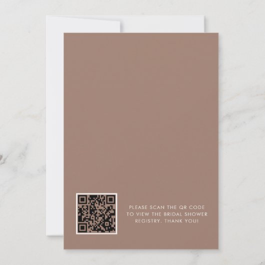 She's Tying The Knot Brown QR Code Bridal Shower 招待状 (裏面)