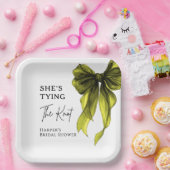 She's Tying The Knot Chartreuse Bow Bridal Shower ペーパープレート (パーティー)