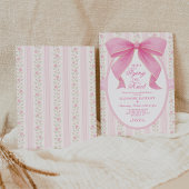 She's Tying the Knot Chic Pink Bow Bridal Shower 招待状