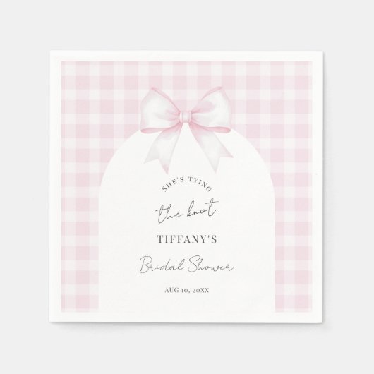 She's Tying The Knot Elegant Bow Bridal Shower スタンダードカクテルナプキン (正面)