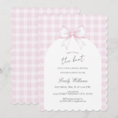 She's Tying The Knot Elegant Bow Bridal Shower 招待状 (正面/裏面)