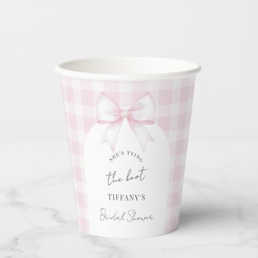 She's Tying The Knot Elegant Bow Bridal Shower 紙コップ (正面)