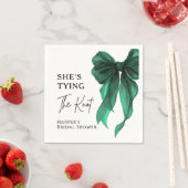 She's Tying The Knot Green Bow Bridal Shower スタンダードカクテルナプキン (インサイチュ)