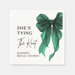 She's Tying The Knot Green Bow Bridal Shower スタンダードカクテルナプキン