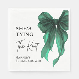 She's Tying The Knot Green Bow Bridal Shower スタンダードランチョンナプキン
