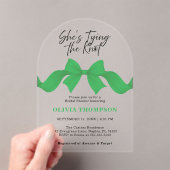She's Tying the Knot Green Bow Photo Bridal Shower アクリル招待状 (インサイチュ (ポータブル))