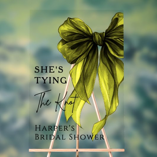 She's Tying The Knot Green Bow Welcome Sign アクリルサイン (ニュートラル)