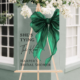 She's Tying The Knot Green Bow Welcome Sign アクリルサイン