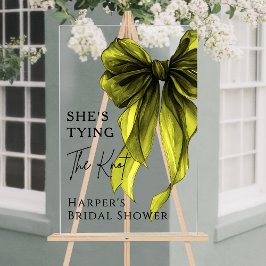 She's Tying The Knot Green Bow Welcome Sign アクリルサイン