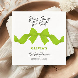 She's Tying the Knot Lime Green Bow Bridal Shower スタンダードカクテルナプキン