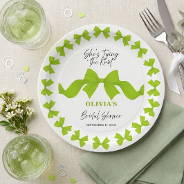 She's Tying the Knot Lime Green Bow Bridal Shower ペーパープレート