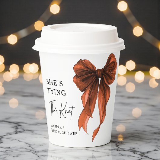 She's Tying The Knot Orange Bow Bridal Shower 紙コップ