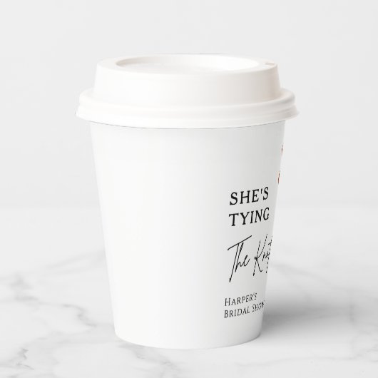 She's Tying The Knot Orange Bow Bridal Shower 紙コップ (正面)