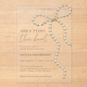 She's Tying the Knot Pearl Bow Bridal Shower アクリル招待状 (正面)