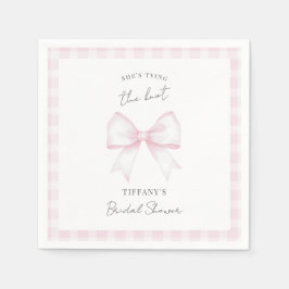 She's Tying The Knot Pink Blush Bow Bridal Shower スタンダードカクテルナプキン