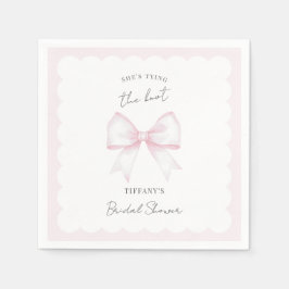 She's Tying The Knot Pink Blush Bow Bridal Shower スタンダードカクテルナプキン