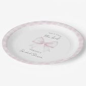She's Tying The Knot Pink Blush Bow Bridal Shower ペーパープレート (アングル)