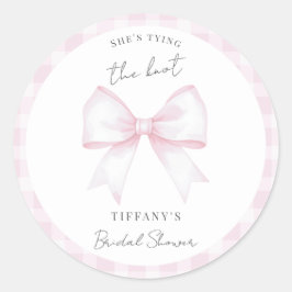 She's Tying The Knot Pink Blush Bow Bridal Shower ラウンドシール
