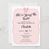 she's tying the knot pink Bow bridal shower  招待状 (正面)