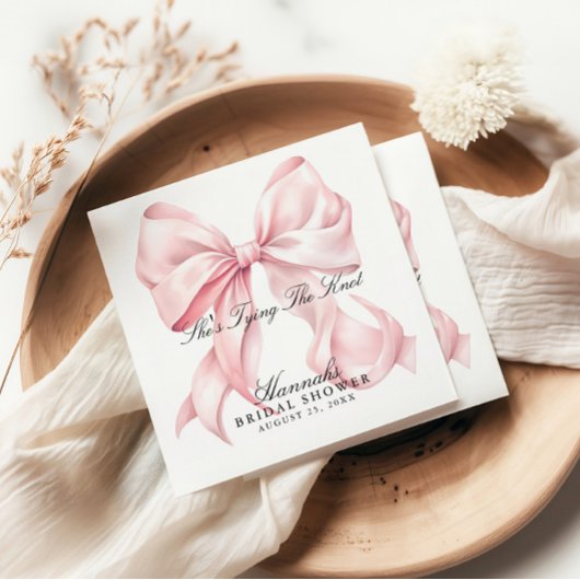 She's Tying The Knot Pink Bow Napkins スタンダードカクテルナプキン