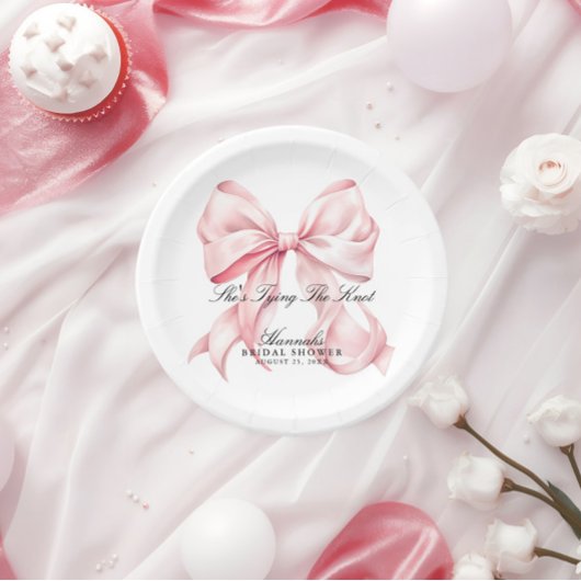 She's Tying The Knot Pink Bow Paper Plates ペーパープレート