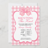 She's Tying the Knot Pink White Bridal Shower 招待状 (正面)