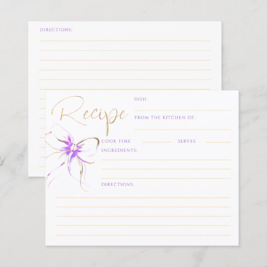 She's Tying the Knot Purple Bow Bridal Recipe Card (正面/裏面)