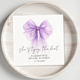 She's Tying The Knot Purple Bow Bridal Shower スタンダードカクテルナプキン