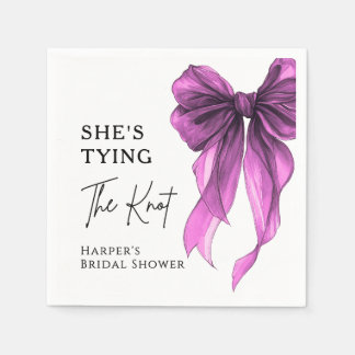 She's Tying The Knot Purple Bow Bridal Shower スタンダードカクテルナプキン