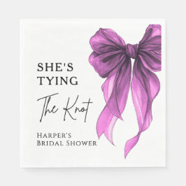She's Tying The Knot Purple Bow Bridal Shower スタンダードランチョンナプキン