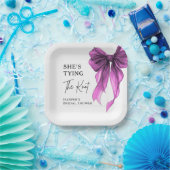 She's Tying The Knot Purple Bow Bridal Shower ペーパープレート (パーティー)