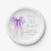 She's Tying The Knot Purple Bow Bridal Shower ペーパープレート (正面)