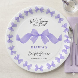 She's Tying the Knot Purple Bow Bridal Shower ペーパープレート