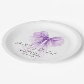 She's Tying The Knot Purple Bow Bridal Shower ペーパープレート (アングル)