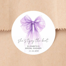 She's Tying The Knot Purple Bow Bridal Shower ラウンドシール