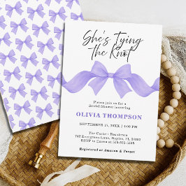 She's Tying the Knot Purple Bow Bridal Shower 招待状