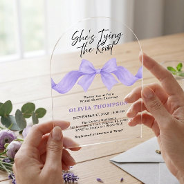 Shes Tying the Knot Purple Bow Photo Bridal Shower アクリル招待状