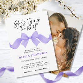 Shes Tying the Knot Purple Bow Photo Bridal Shower 招待状