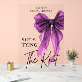 She's Tying The Knot Purple Bow Welcome Sign アクリルサイン (ウェディング)