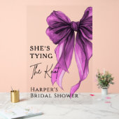 She's Tying The Knot Purple Bow Welcome Sign アクリルサイン (ウェディング)
