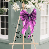 She's Tying The Knot Purple Bow Welcome Sign アクリルサイン