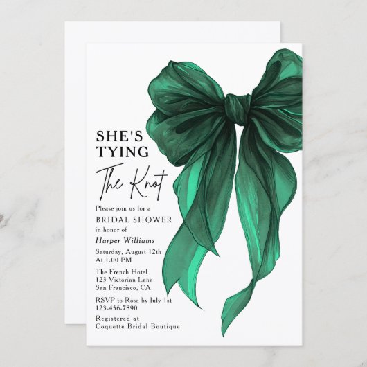 She's Tying The Knot QR Code Bridal Shower 招待状 (正面/裏面)