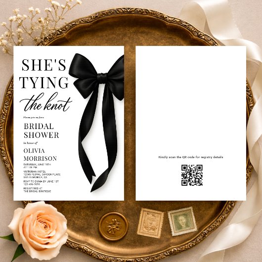 She's Tying The Knot QR Code Bridal Shower 招待状